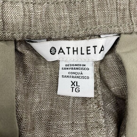 Athleta Women's XL Linen Beige Drawstring Elastic‎ Waist Band Pull On Pants - Picture 4 of 5